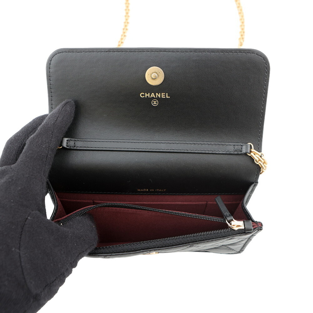 CHANEL Authentic Black Leather Logo Wallet - Picture 5 of 14